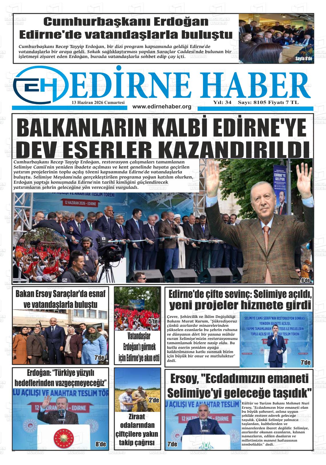 Edirne Haber 13.06.2026