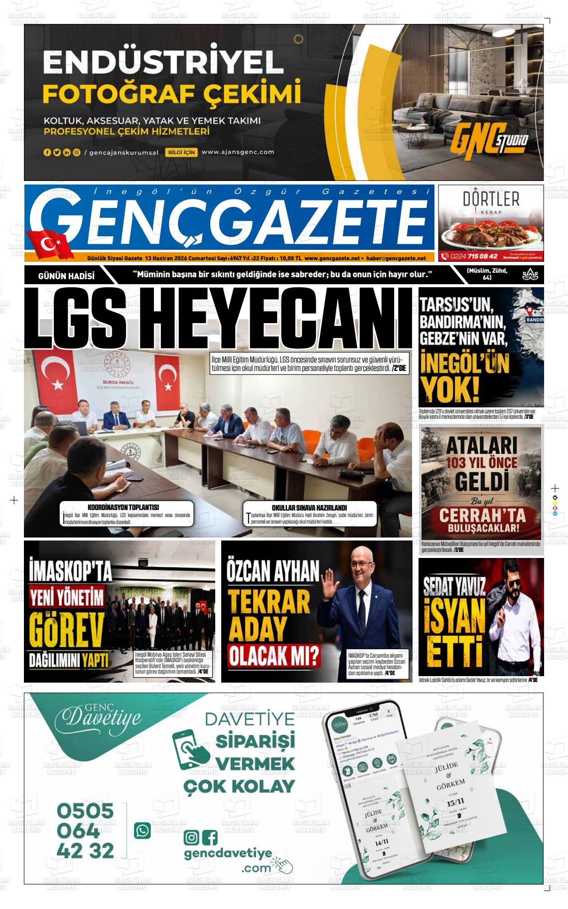 Bursa Gencgazete 13.06.2026