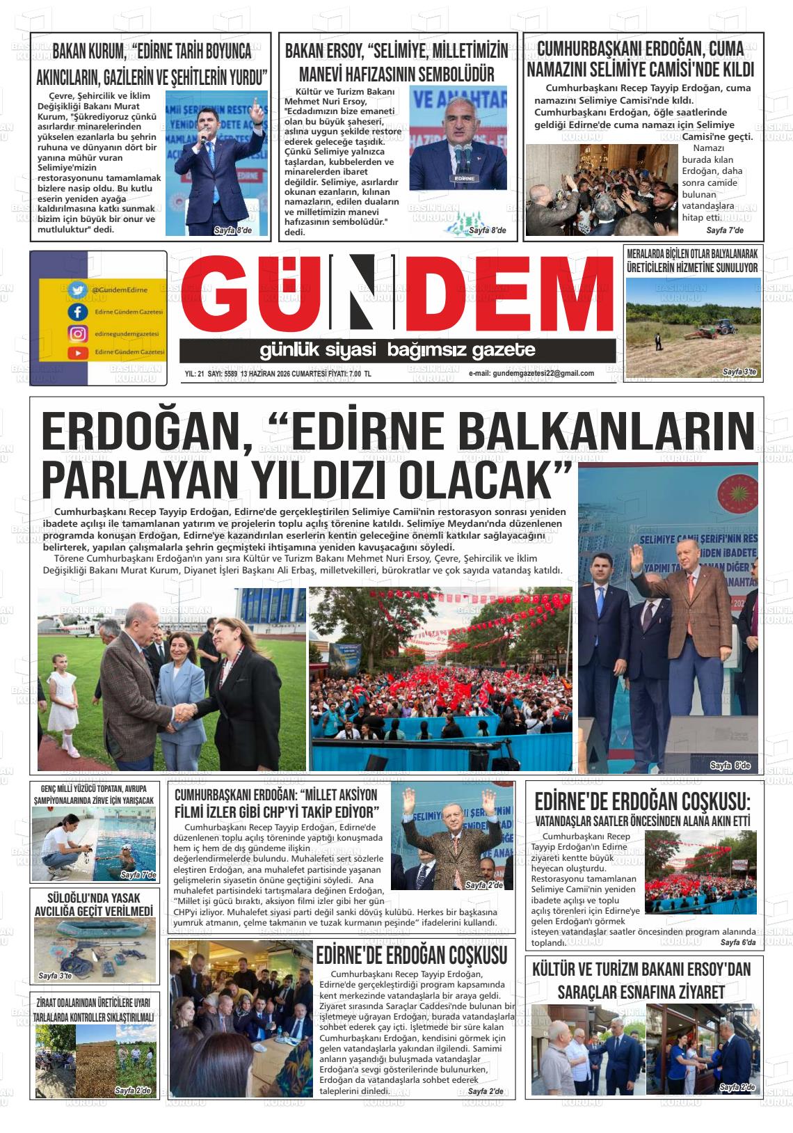 Edirne Gundem 13.06.2026