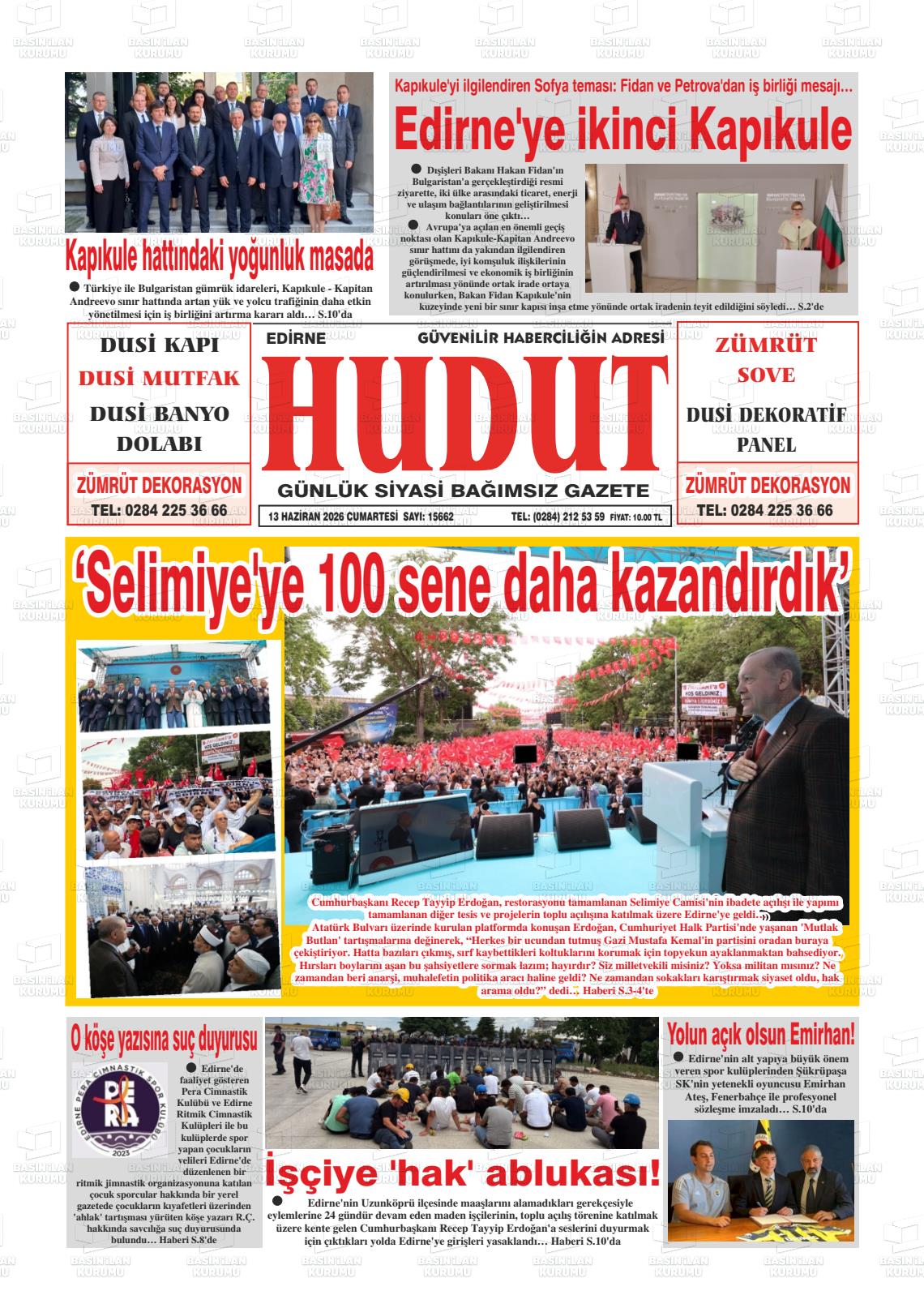Edirne Hudut 13.06.2026