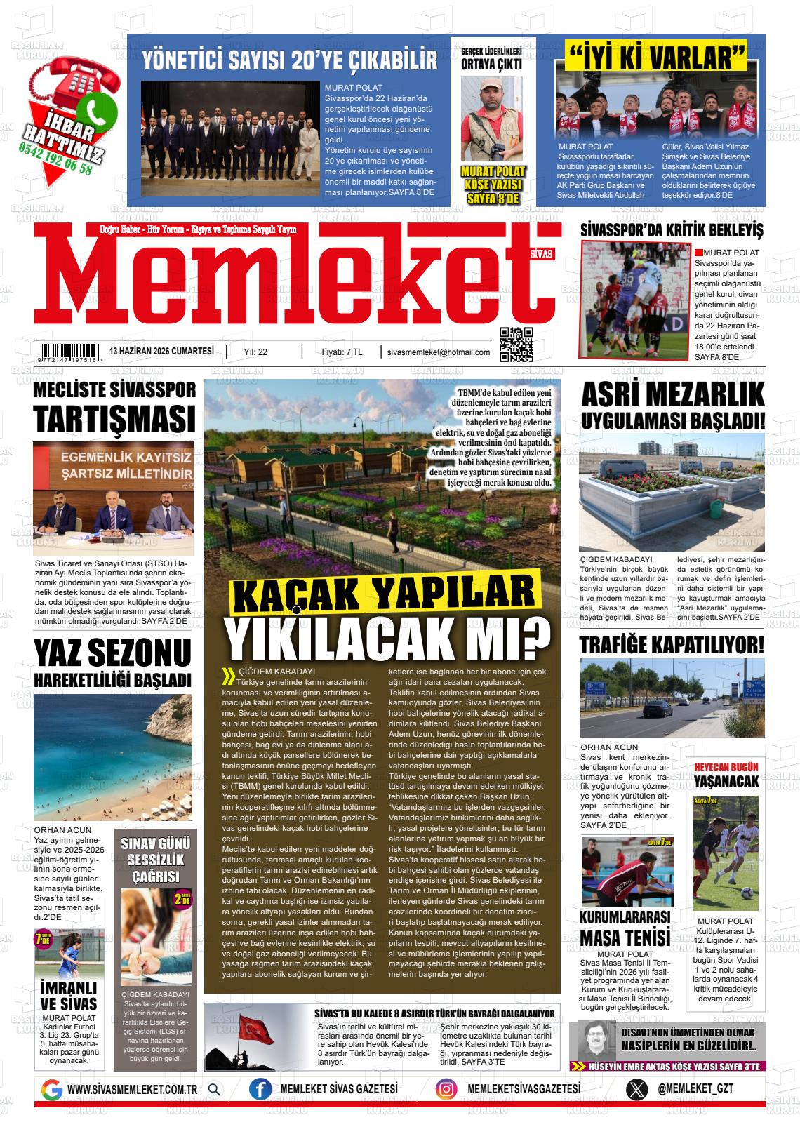 Sivas Memleket 13.06.2026