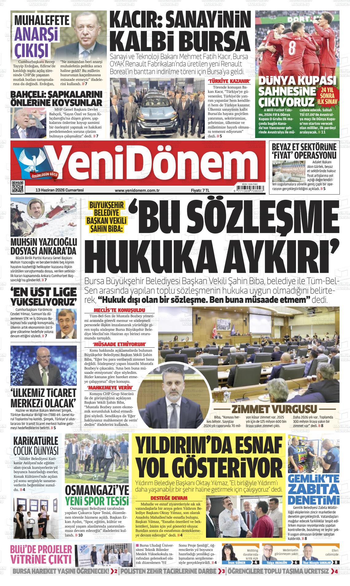 Bursa Yenidonem 13.06.2026