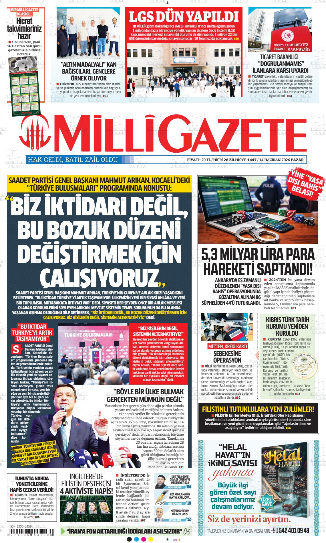 Milli Gazete Gazetesi 14.06.2026