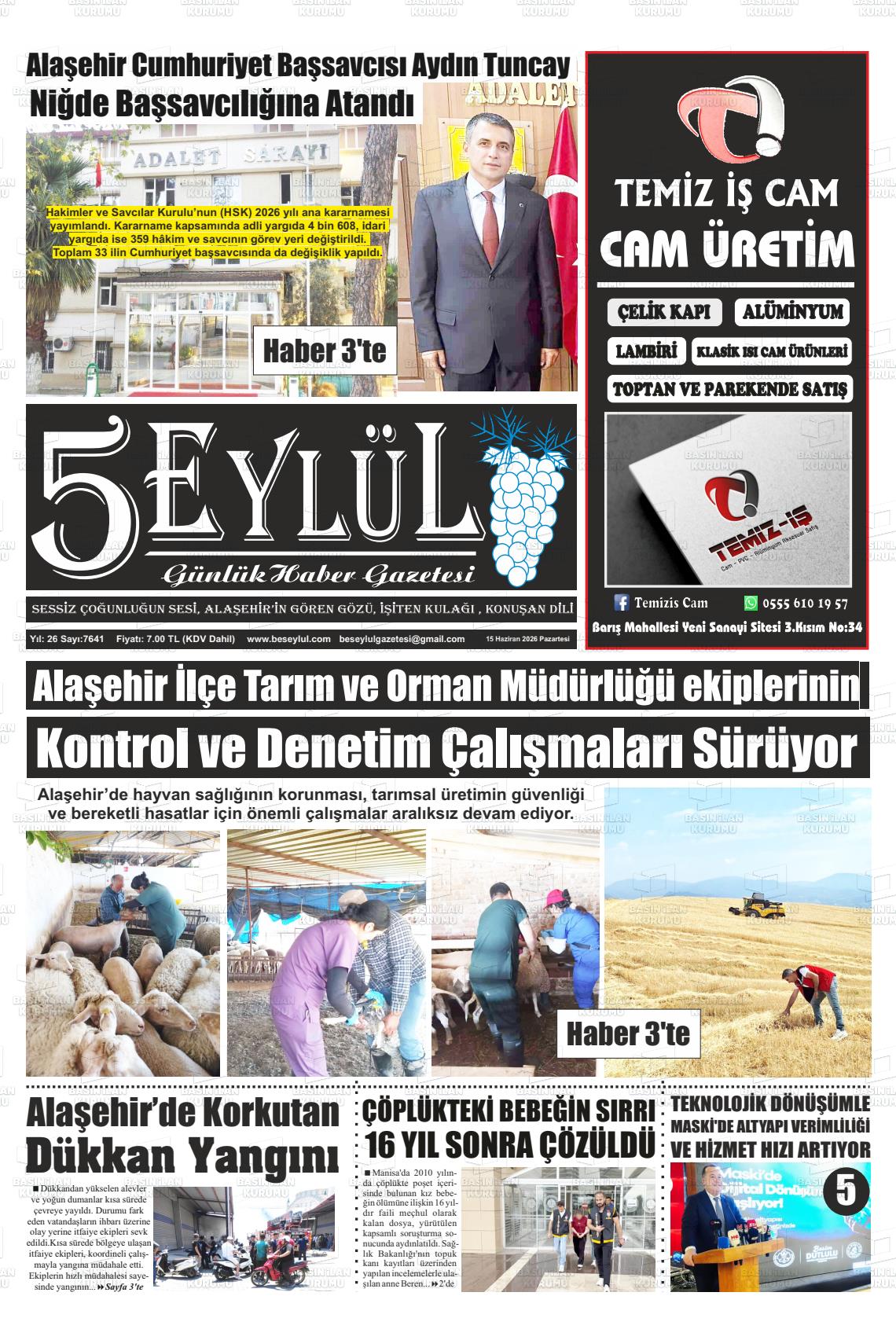 Manisa Alasehir 5 Eylul 15.06.2026