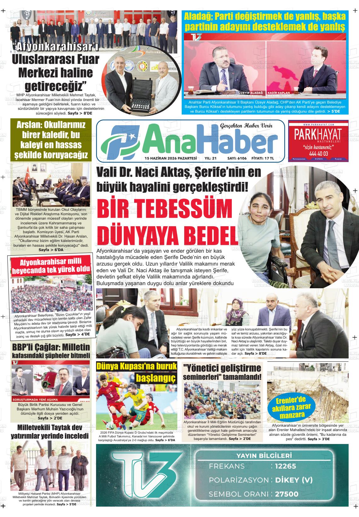 Afyonkarahisar Anahaber 15.06.2026