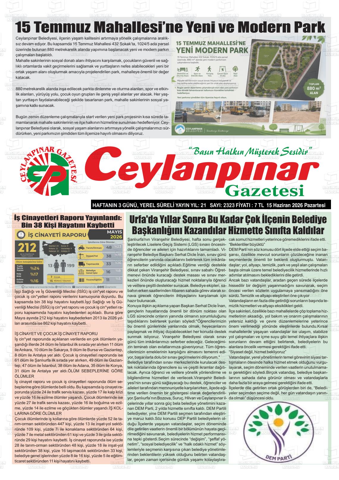 Sanliurfa Ceylanpinar 15.06.2026