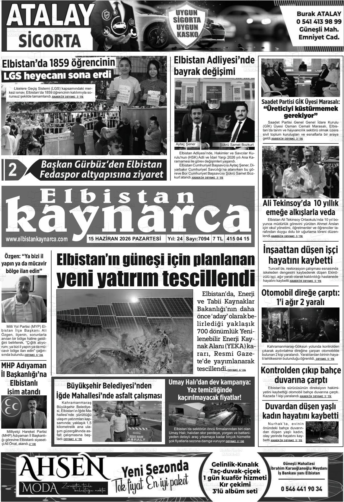 Kahramanmaras Elbistankaynarca 15.06.2026