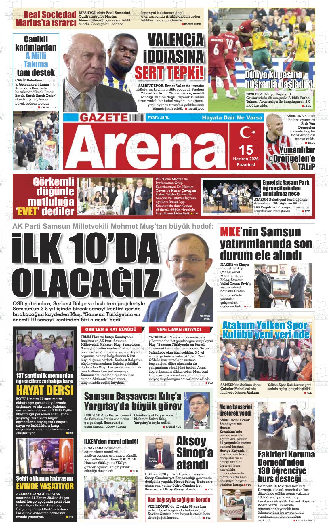 Samsun Gazetearena 15.06.2026