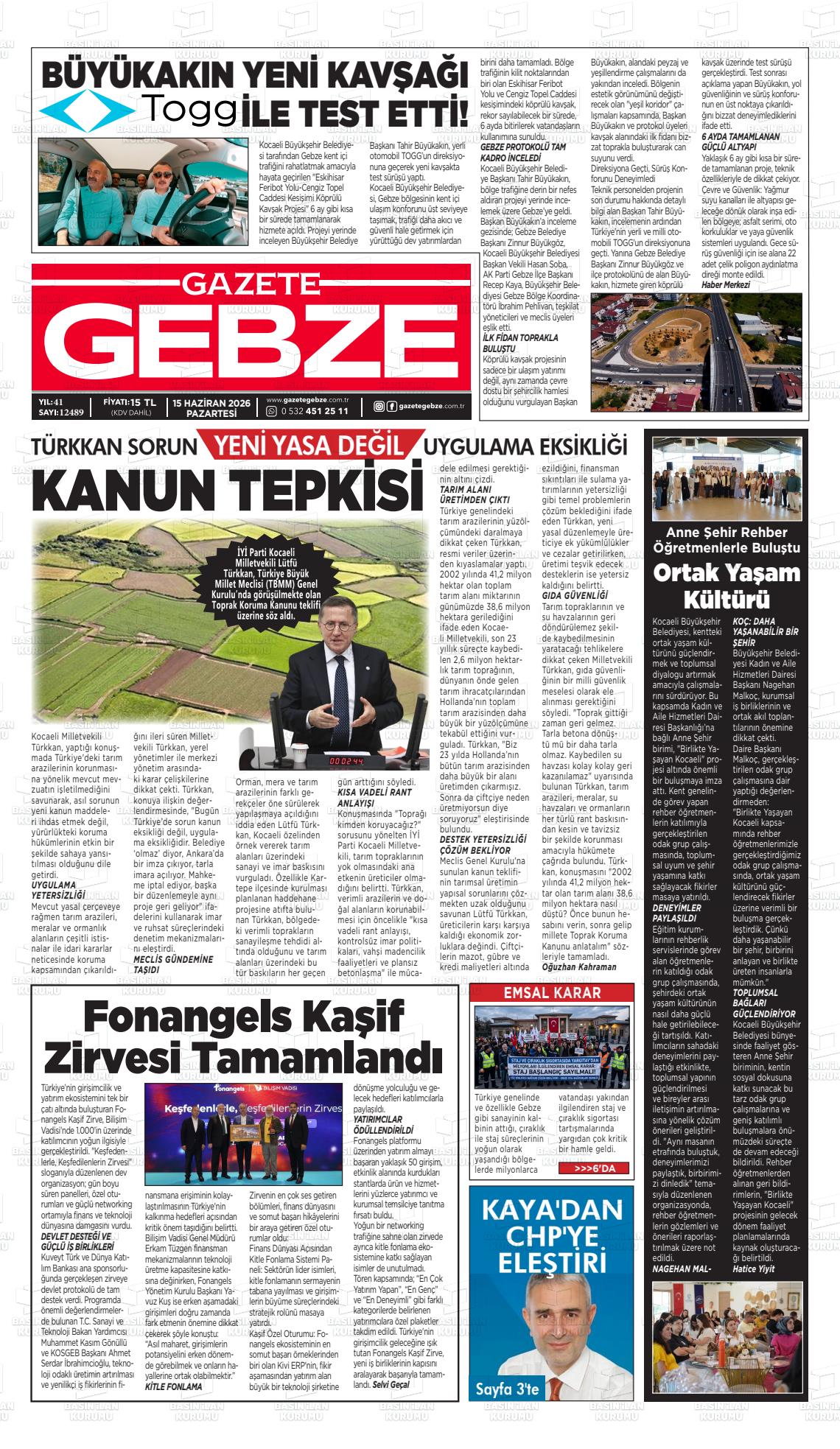 Kocaeli Gebze 15.06.2026