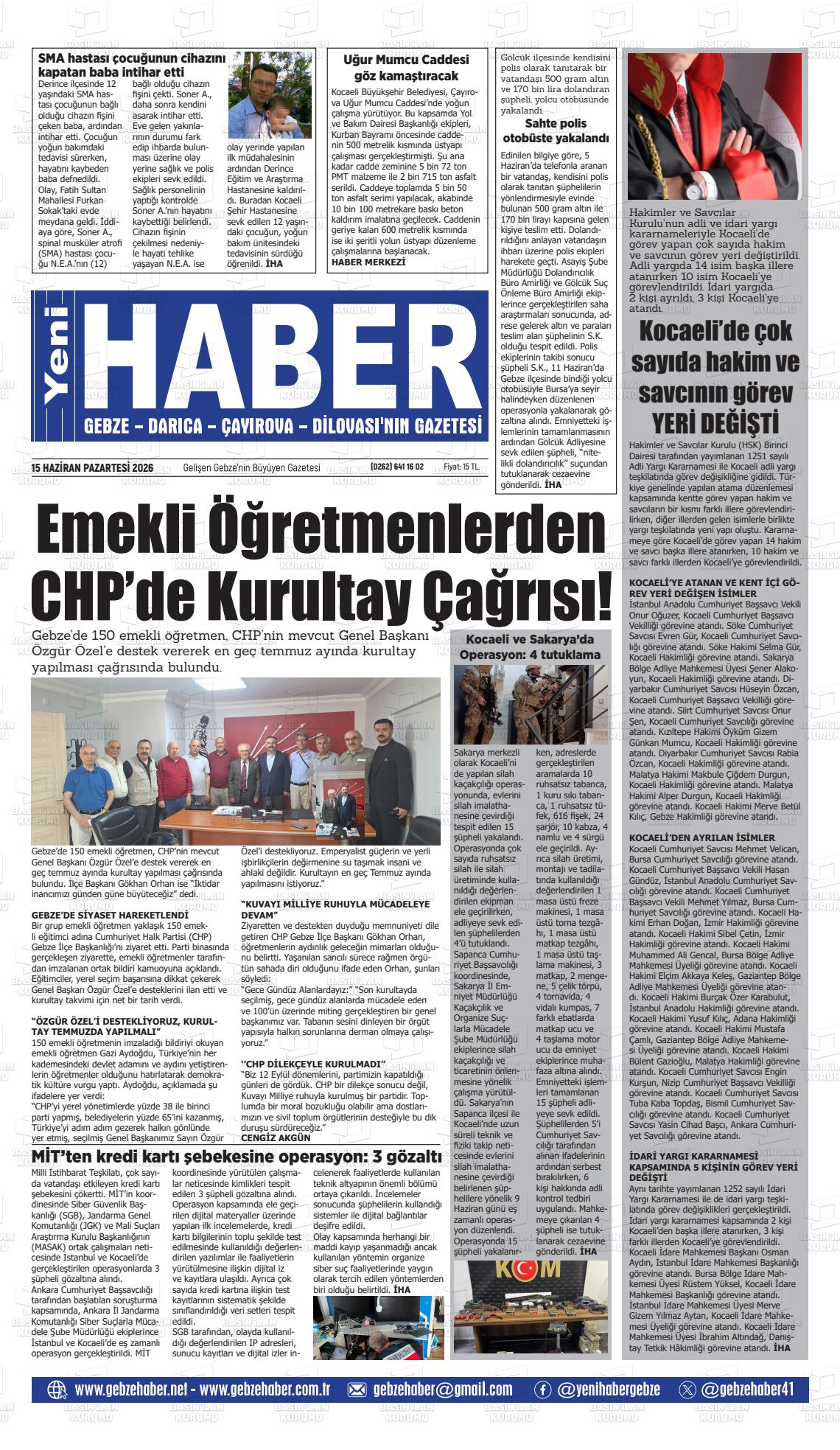 Kocaeli Gebzehaber 15.06.2026