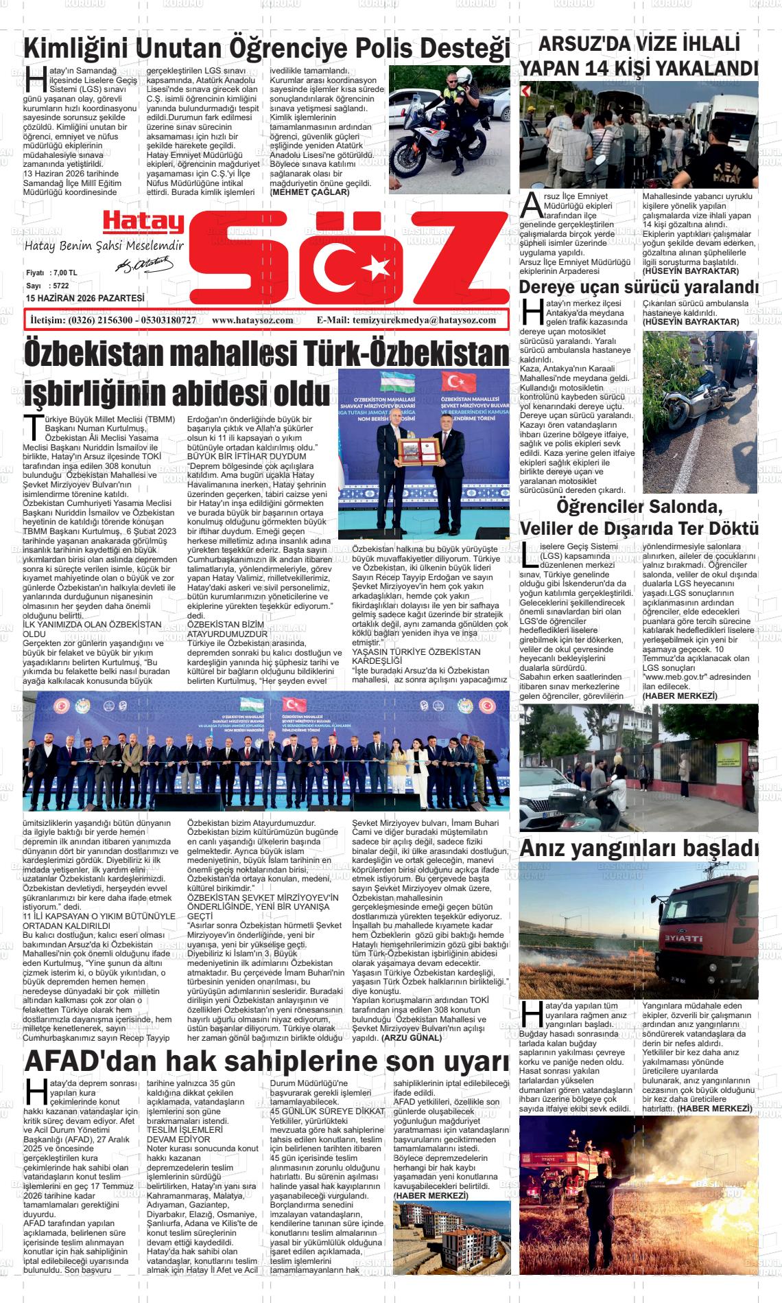 Hatay Soz 15.06.2026