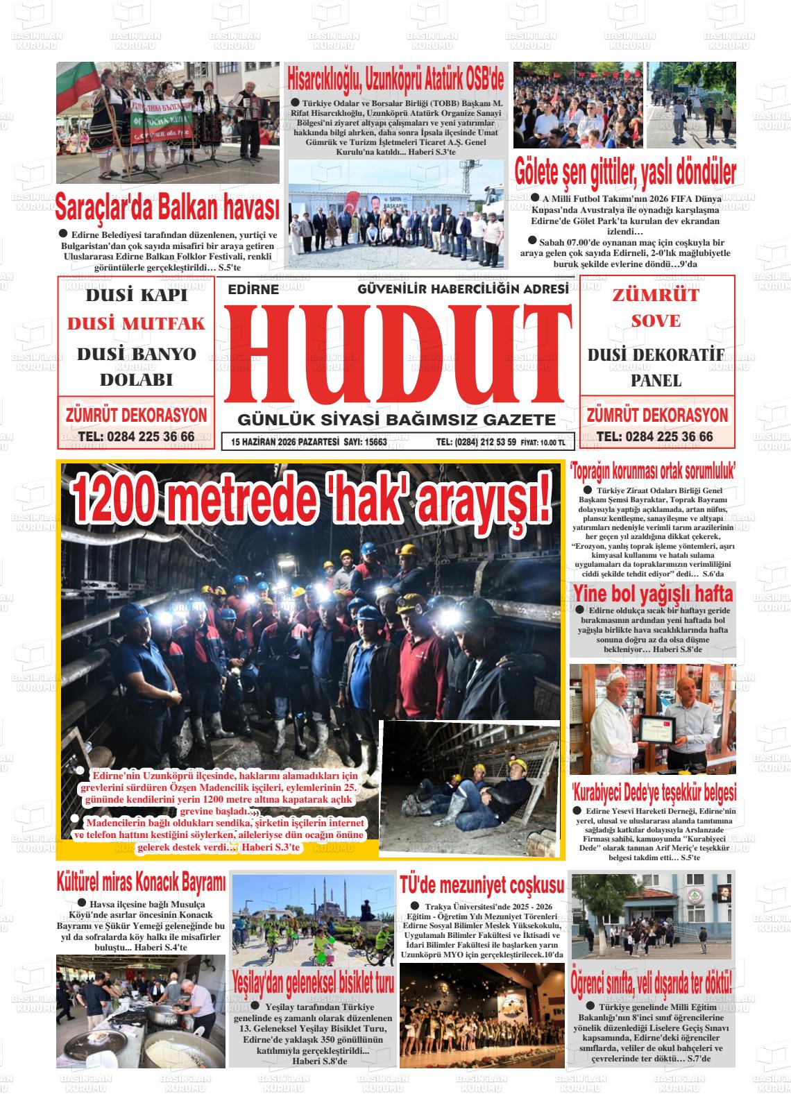 Edirne Hudut 15.06.2026