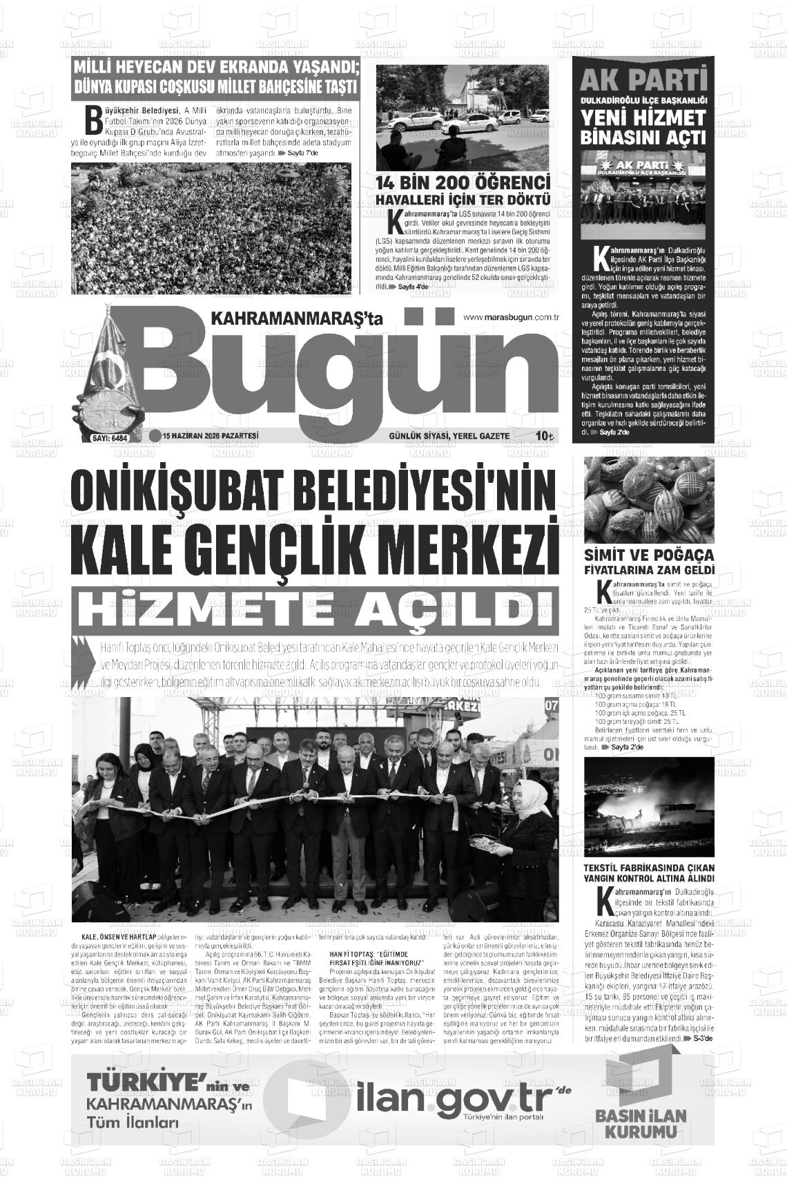 Kahramanmaras Tabugun 15.06.2026