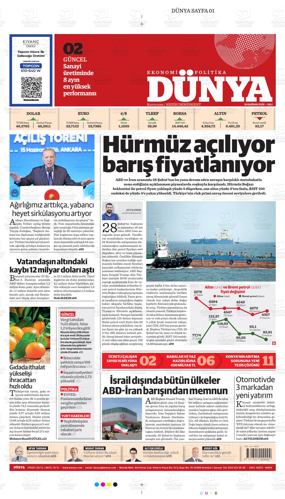 Dünya Gazetesi 16.06.2026