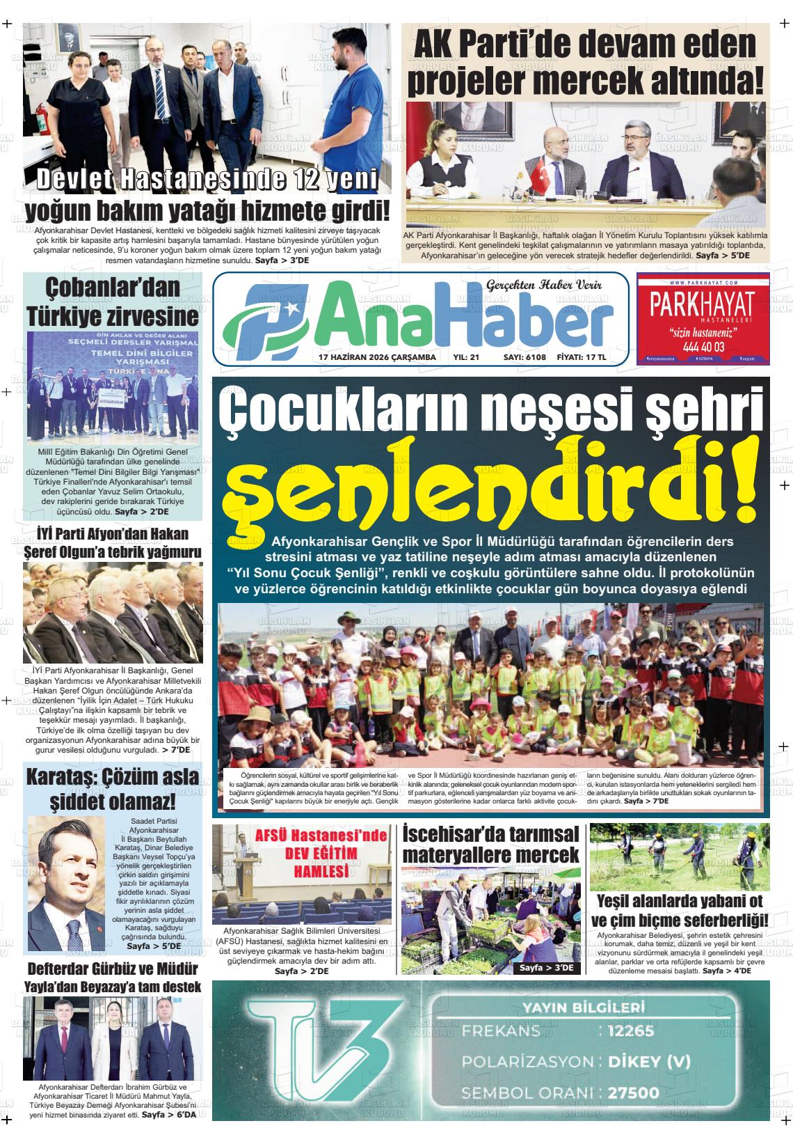 Afyonkarahisar Anahaber 17.06.2026