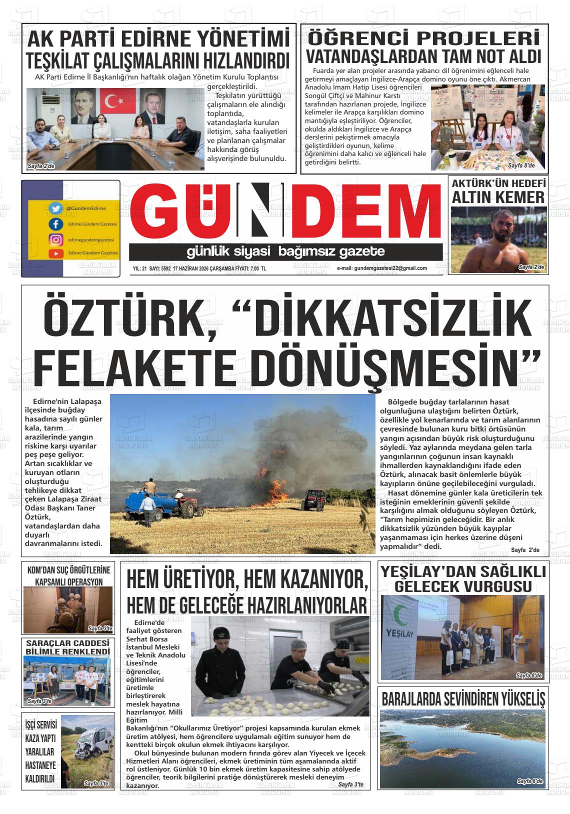 Edirne Gundem 17.06.2026