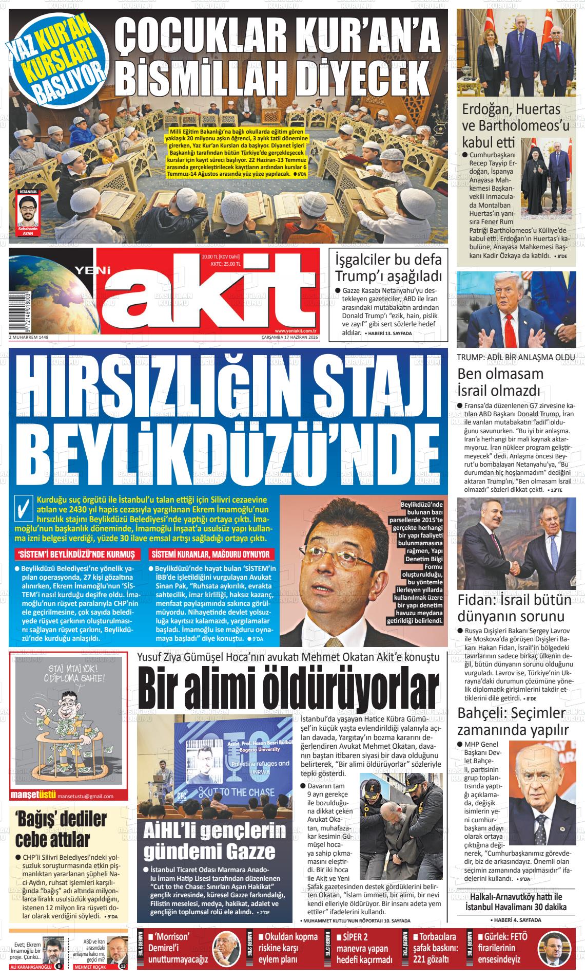 Yeni Akit Gazetesi 17.06.2026