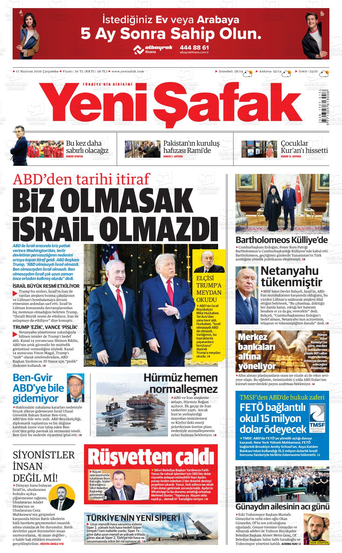 Yeni Şafak Gazetesi 17.06.2026