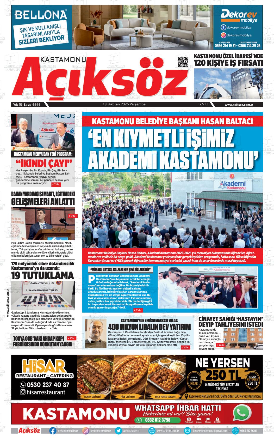 Kastamonu Aciksoz 18.06.2026