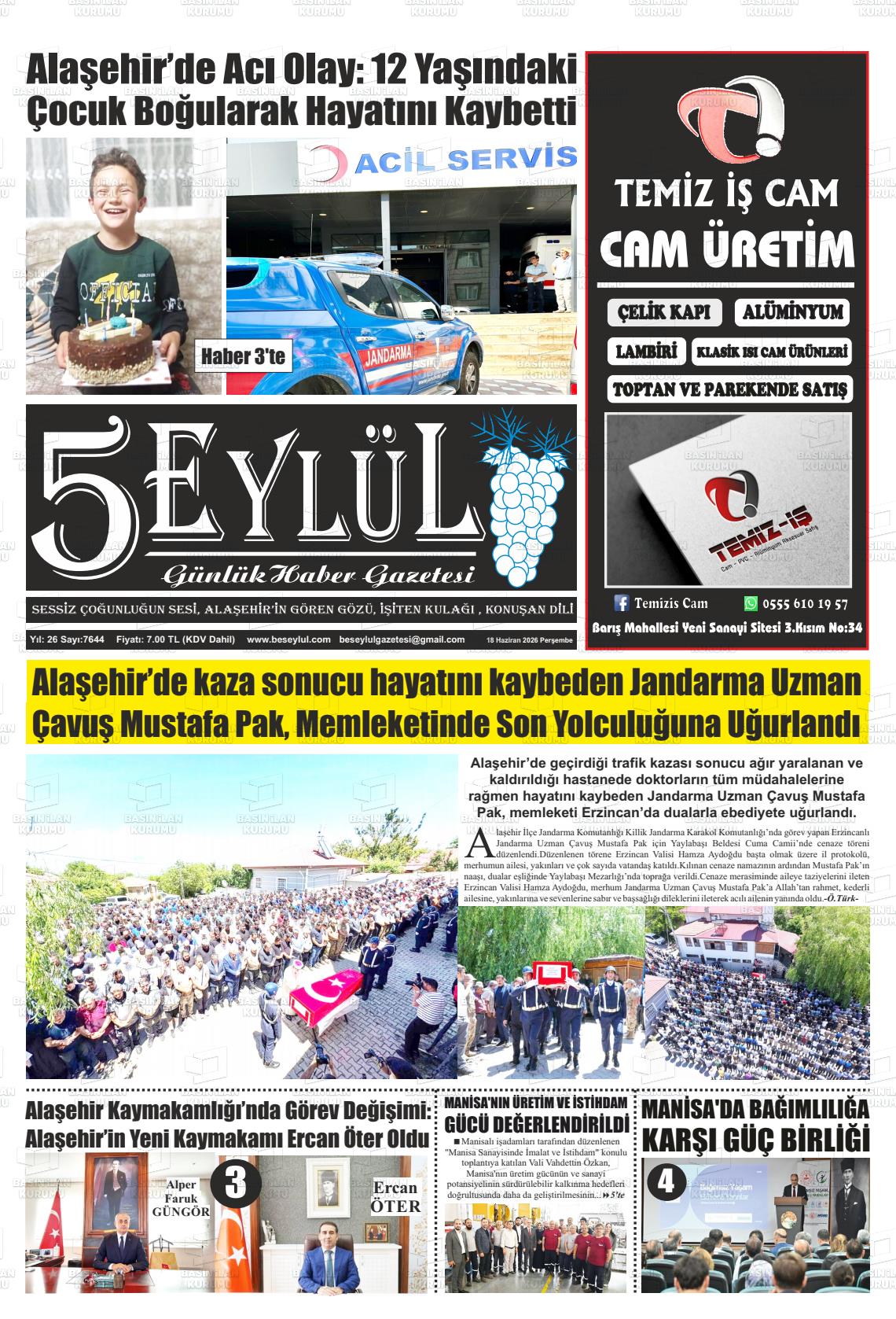 Manisa Alasehir 5 Eylul 18.06.2026