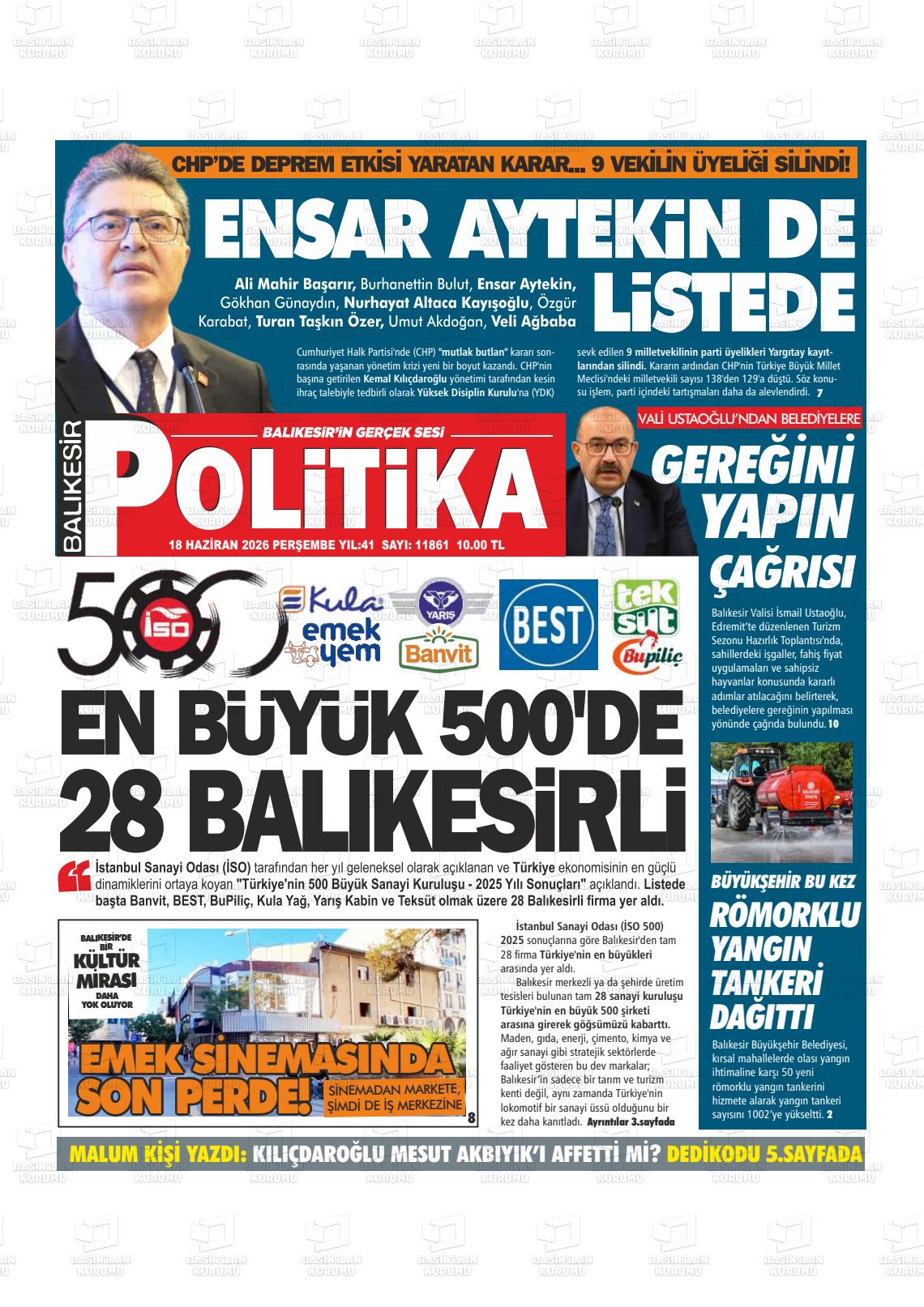 Balikesir Politika 18.06.2026