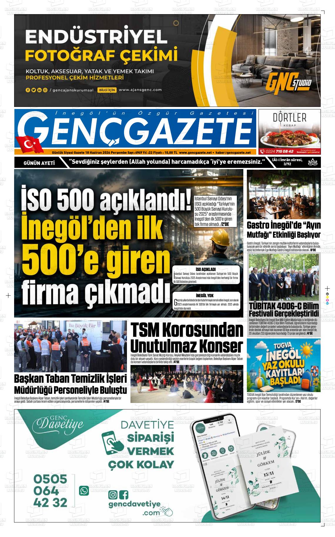 Bursa Gencgazete 18.06.2026