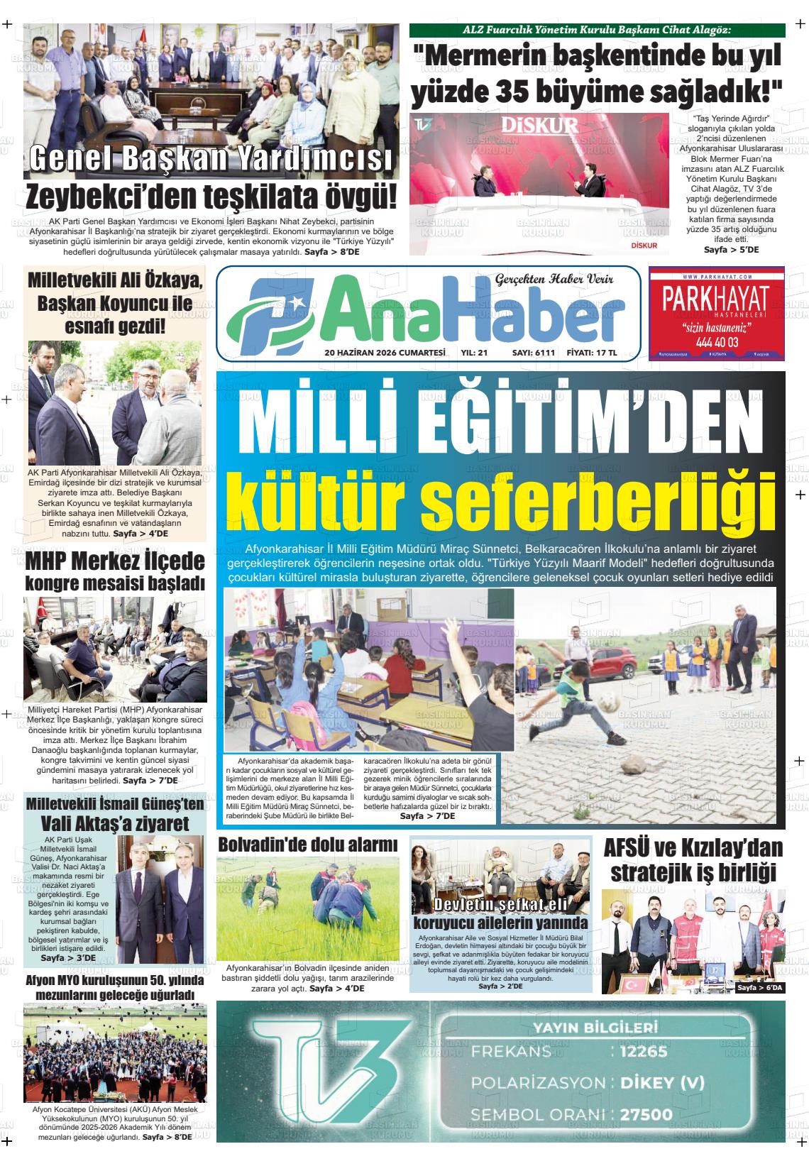 Afyonkarahisar Anahaber 20.06.2026