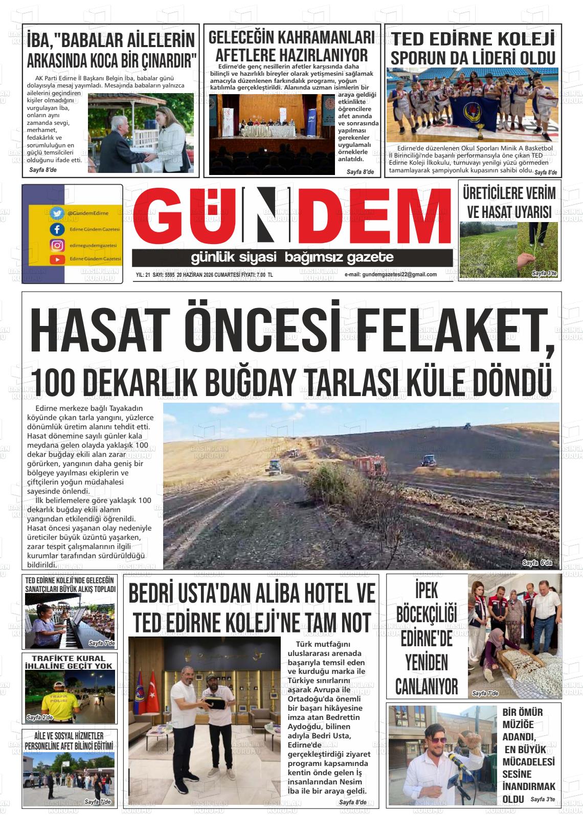 Edirne Gundem 20.06.2026