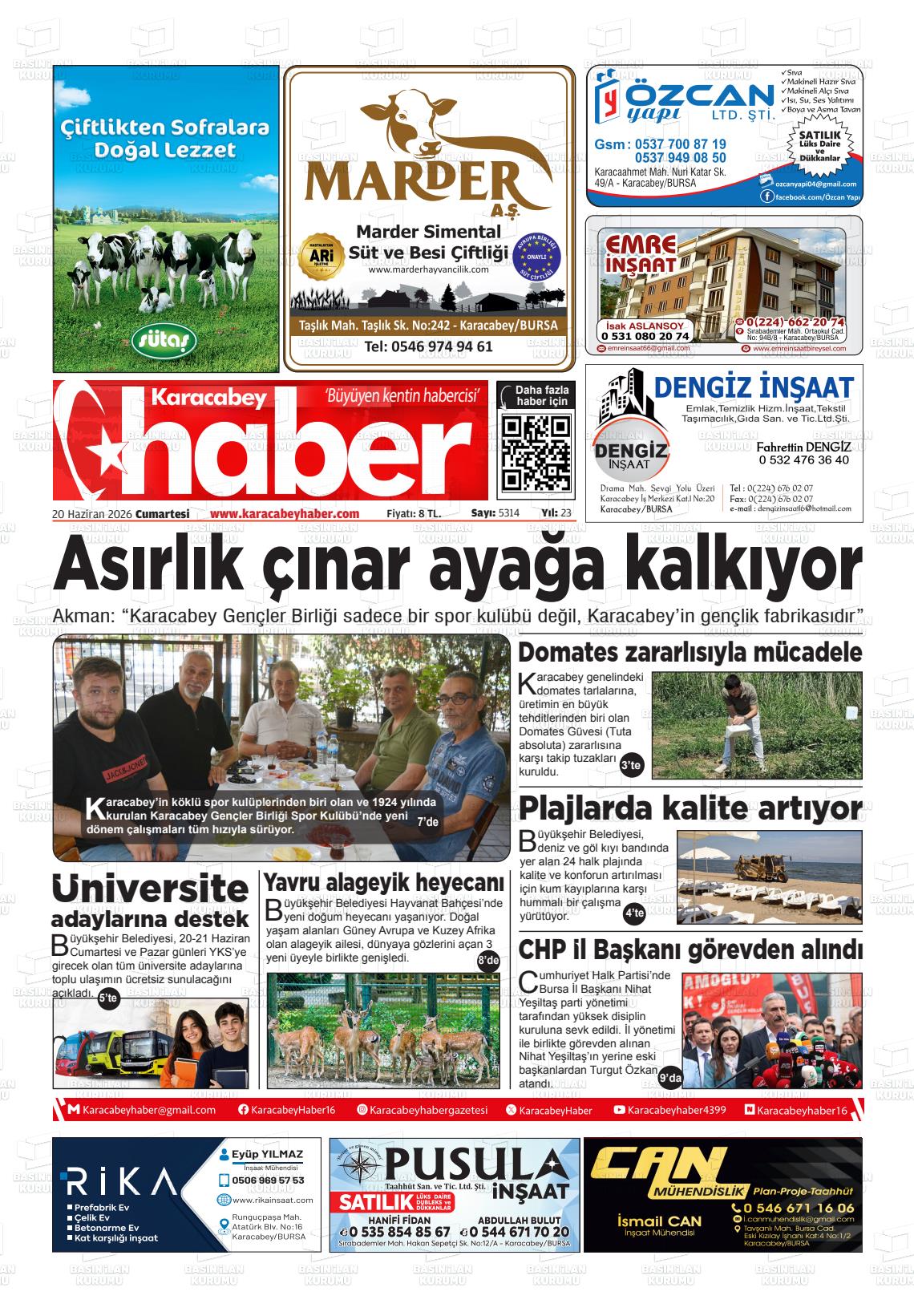 Bursa Karacabeyhaber 20.06.2026