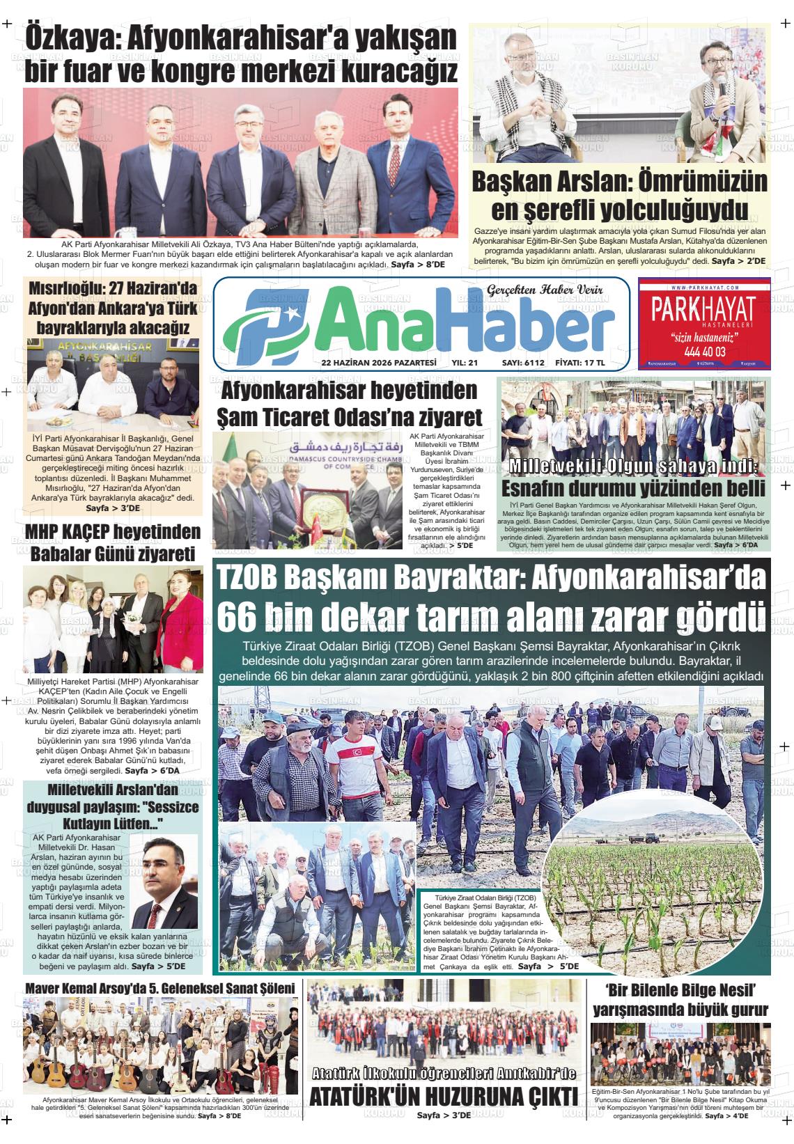 Afyonkarahisar Anahaber 22.06.2026