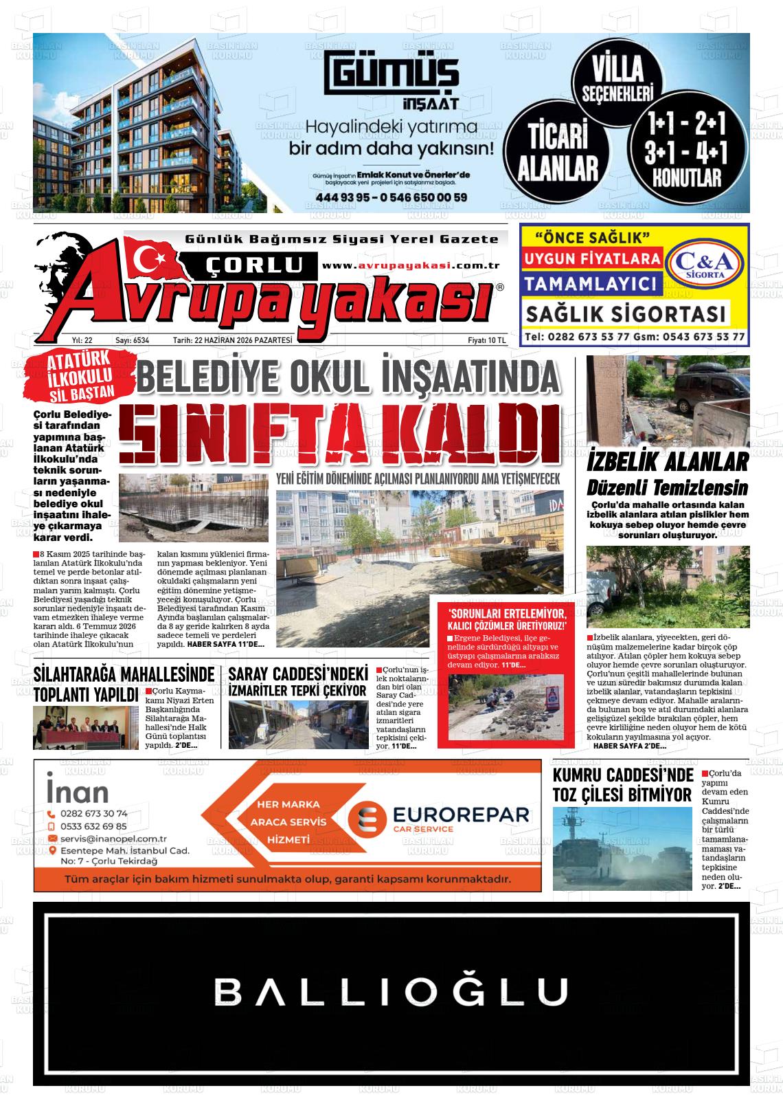 Tekirdag Avrupayakasi 22.06.2026