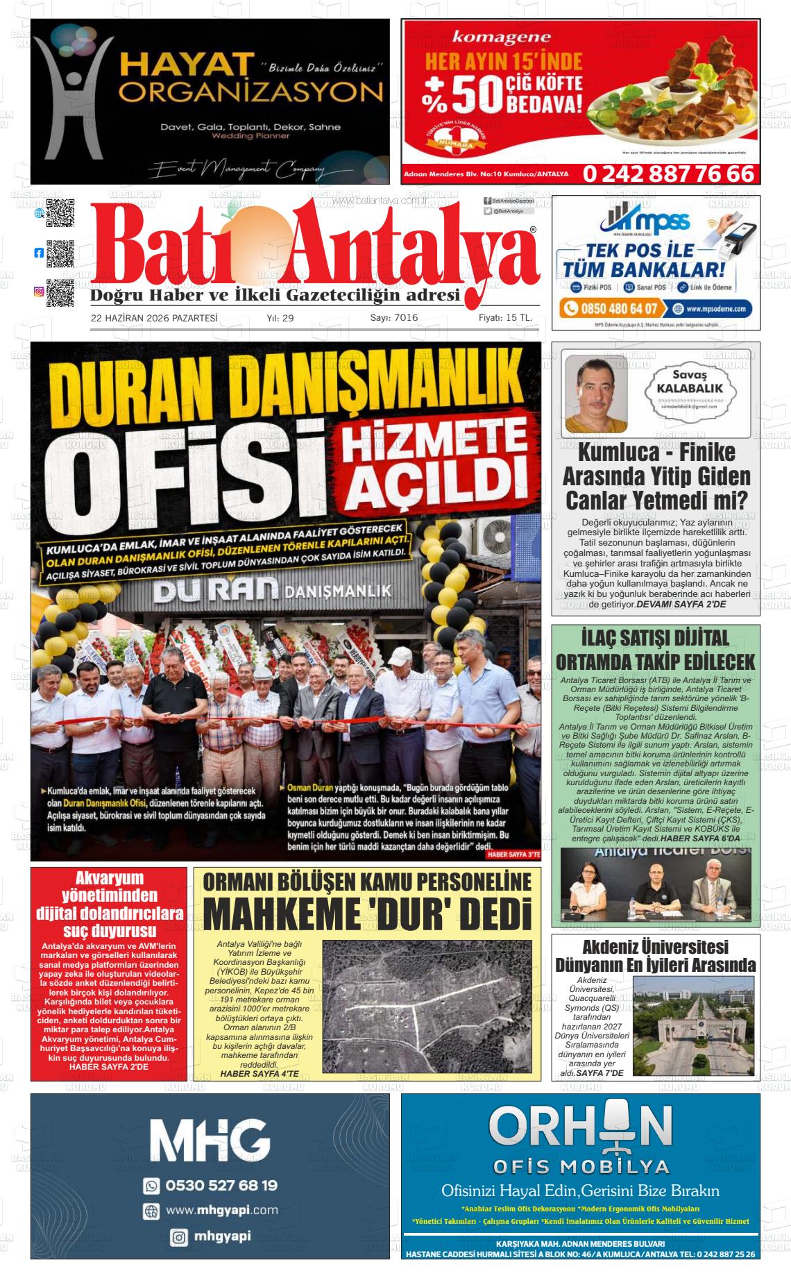 Antalya Bati 22.06.2026
