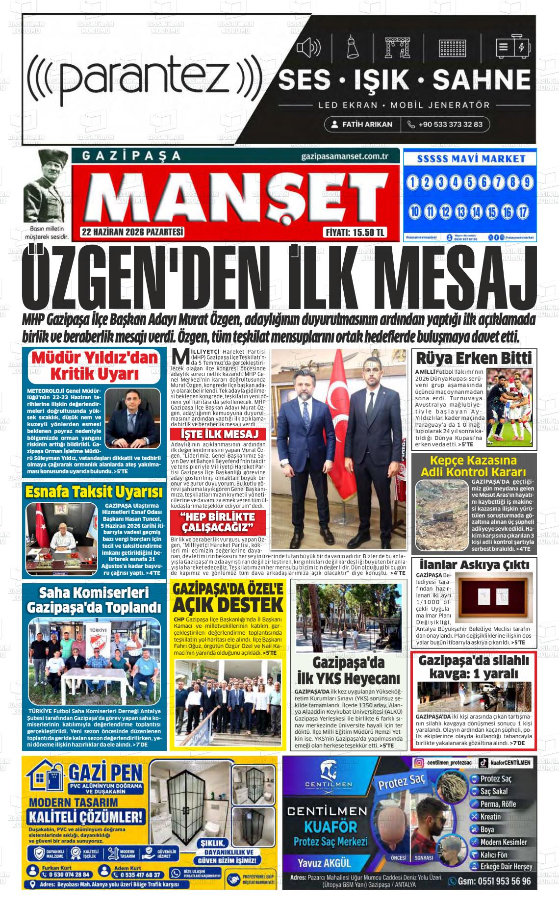 Antalya Gazipasamanset 22.06.2026