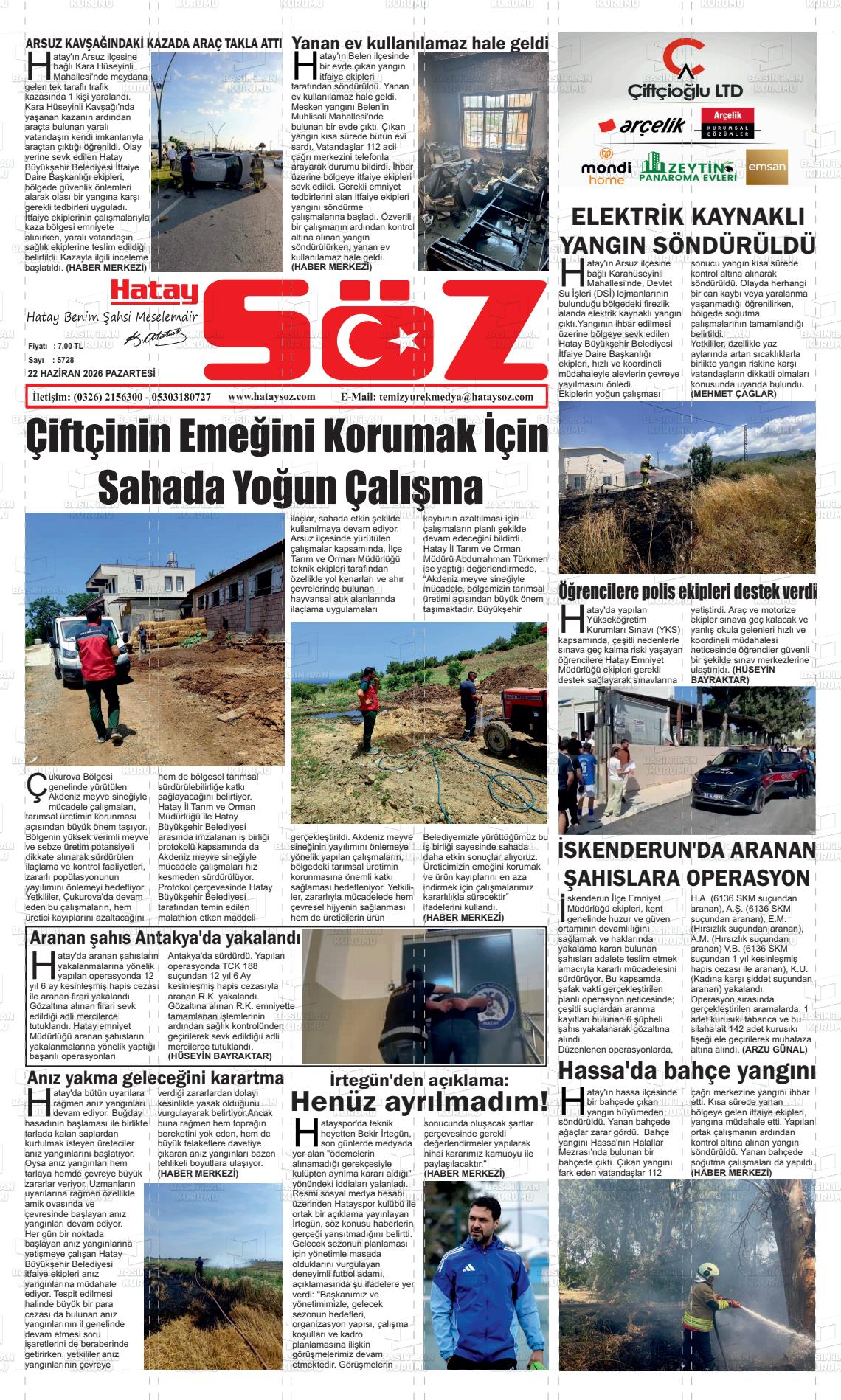 Hatay Soz 22.06.2026