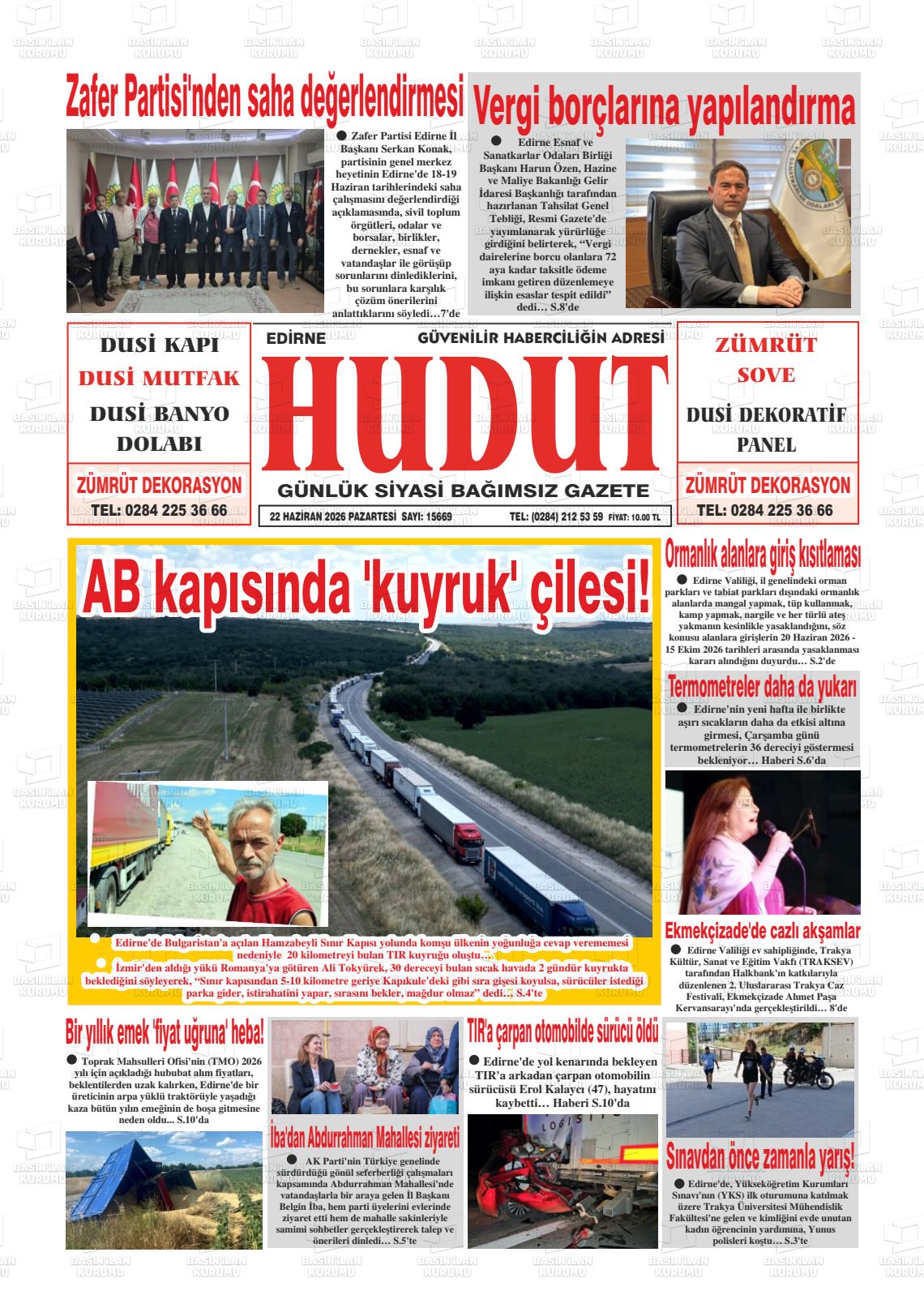 Edirne Hudut 22.06.2026
