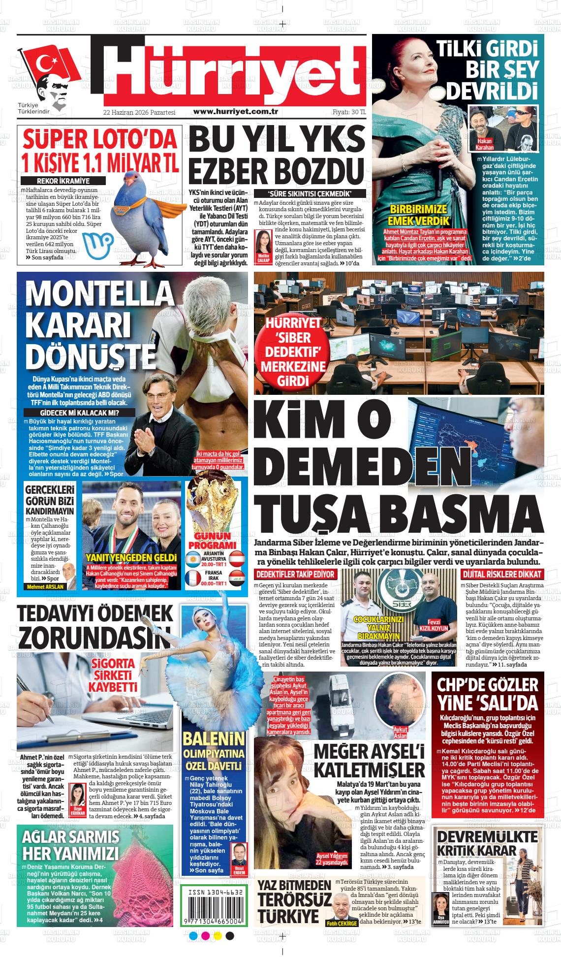 Hürriyet Gazetesi 22.06.2026