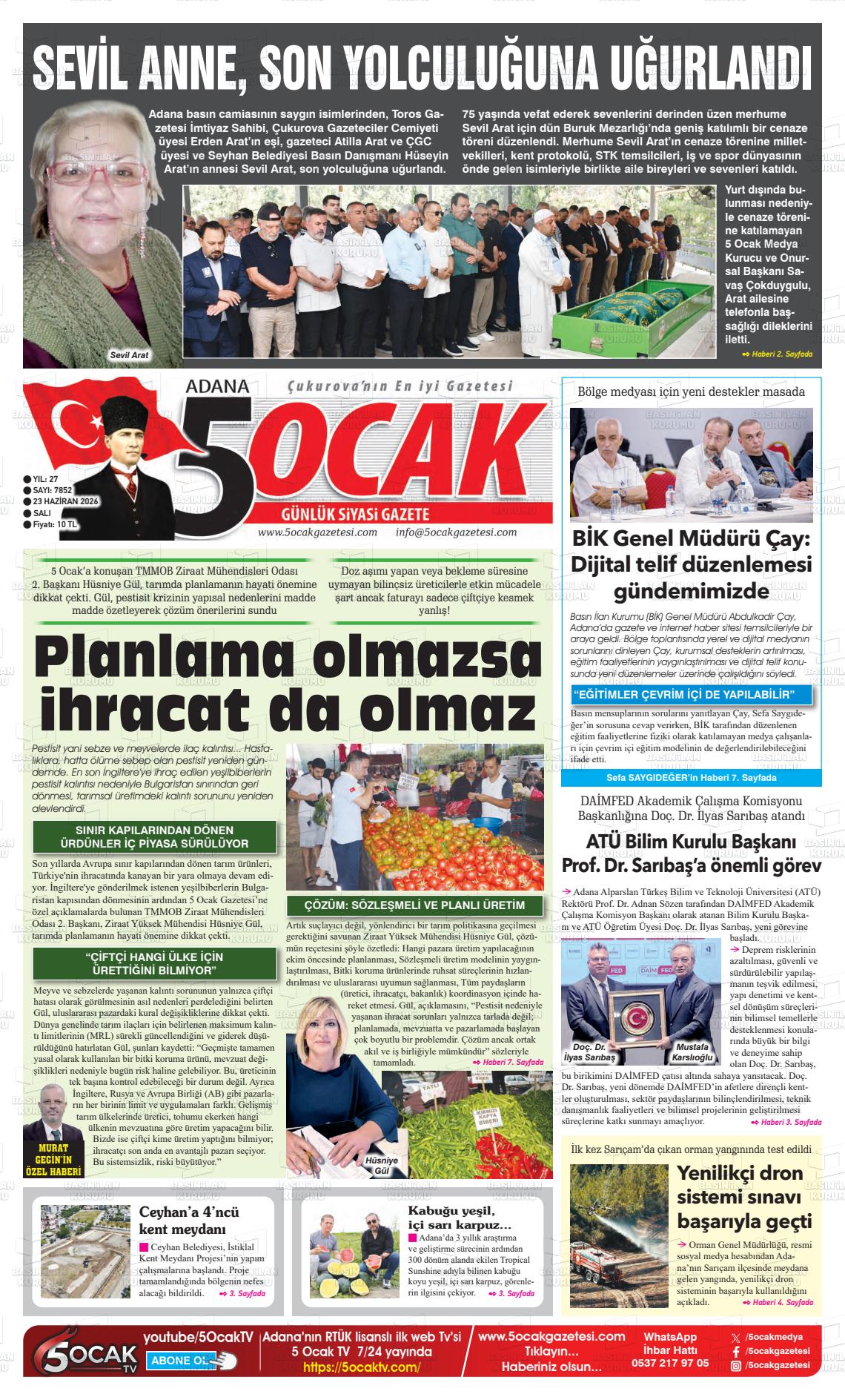 Adana 5 Ocak 23.06.2026