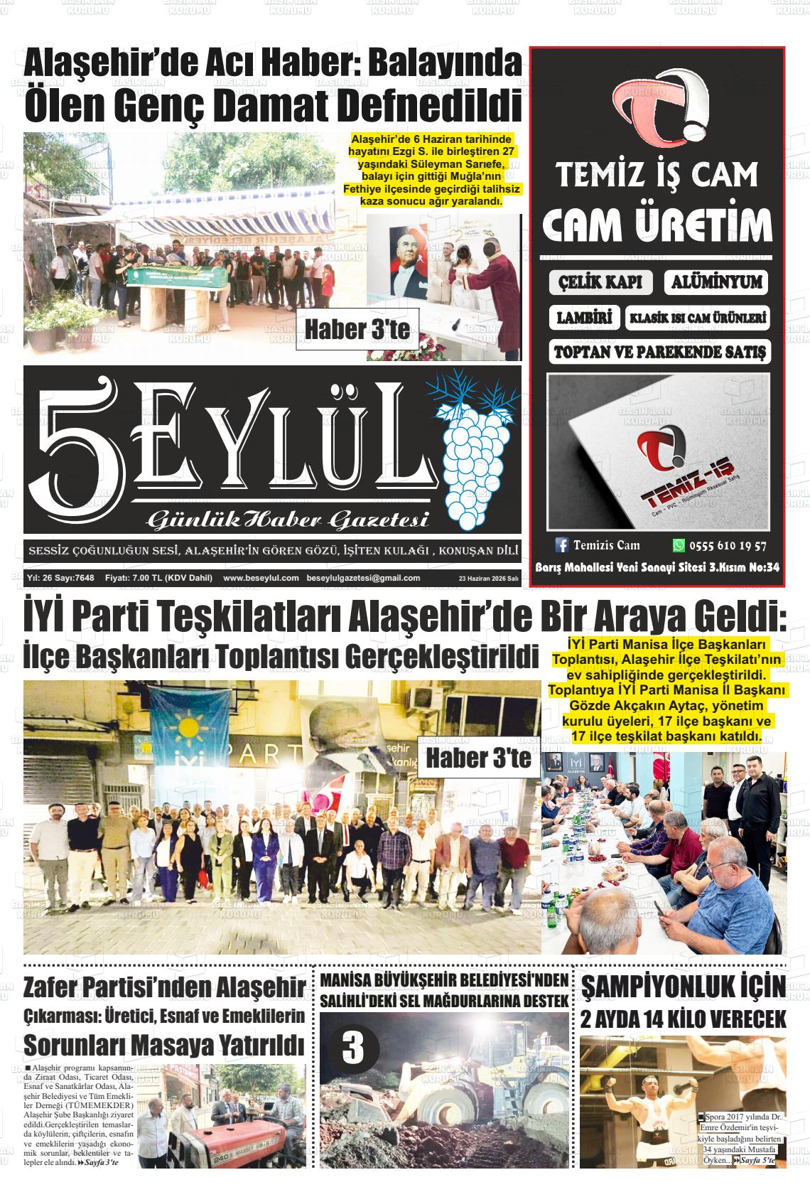Manisa Alasehir 5 Eylul 23.06.2026