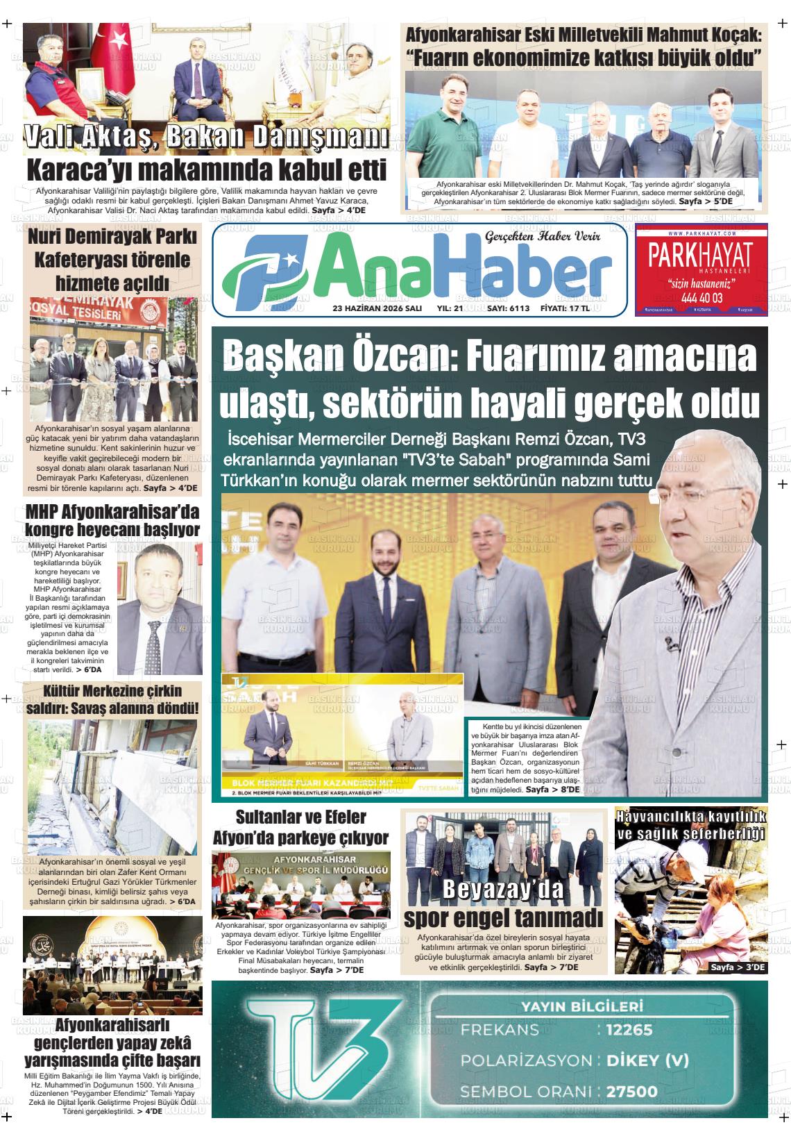 Afyonkarahisar Anahaber 23.06.2026