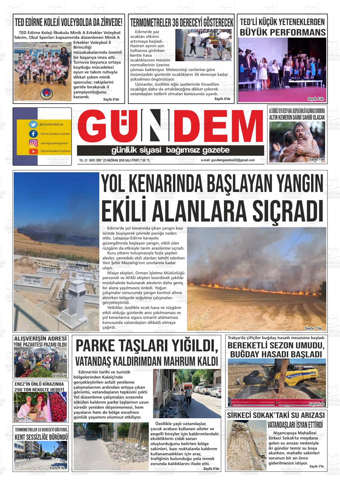Edirne Gundem 23.06.2026