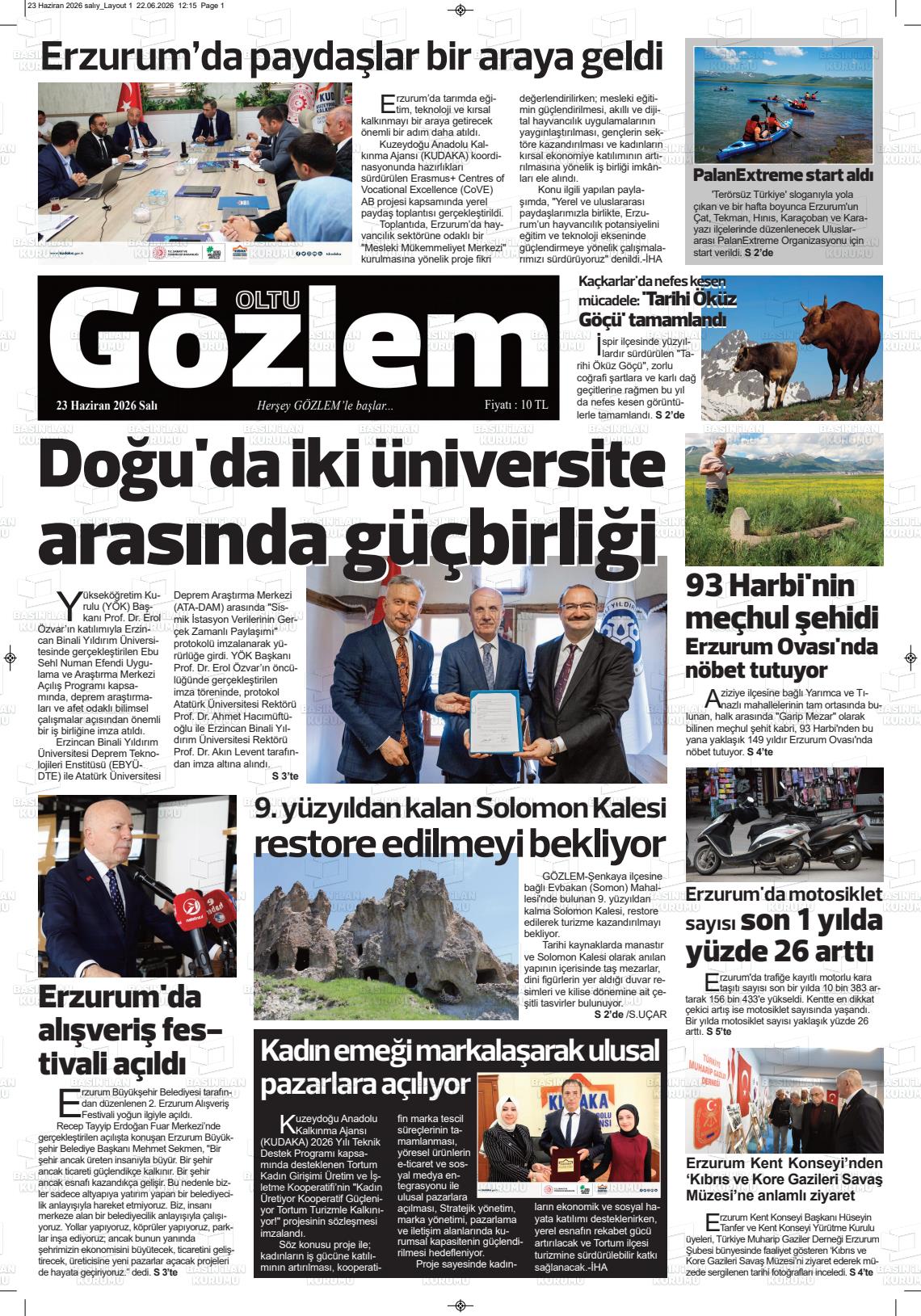 Erzurum Oltugozlem 23.06.2026