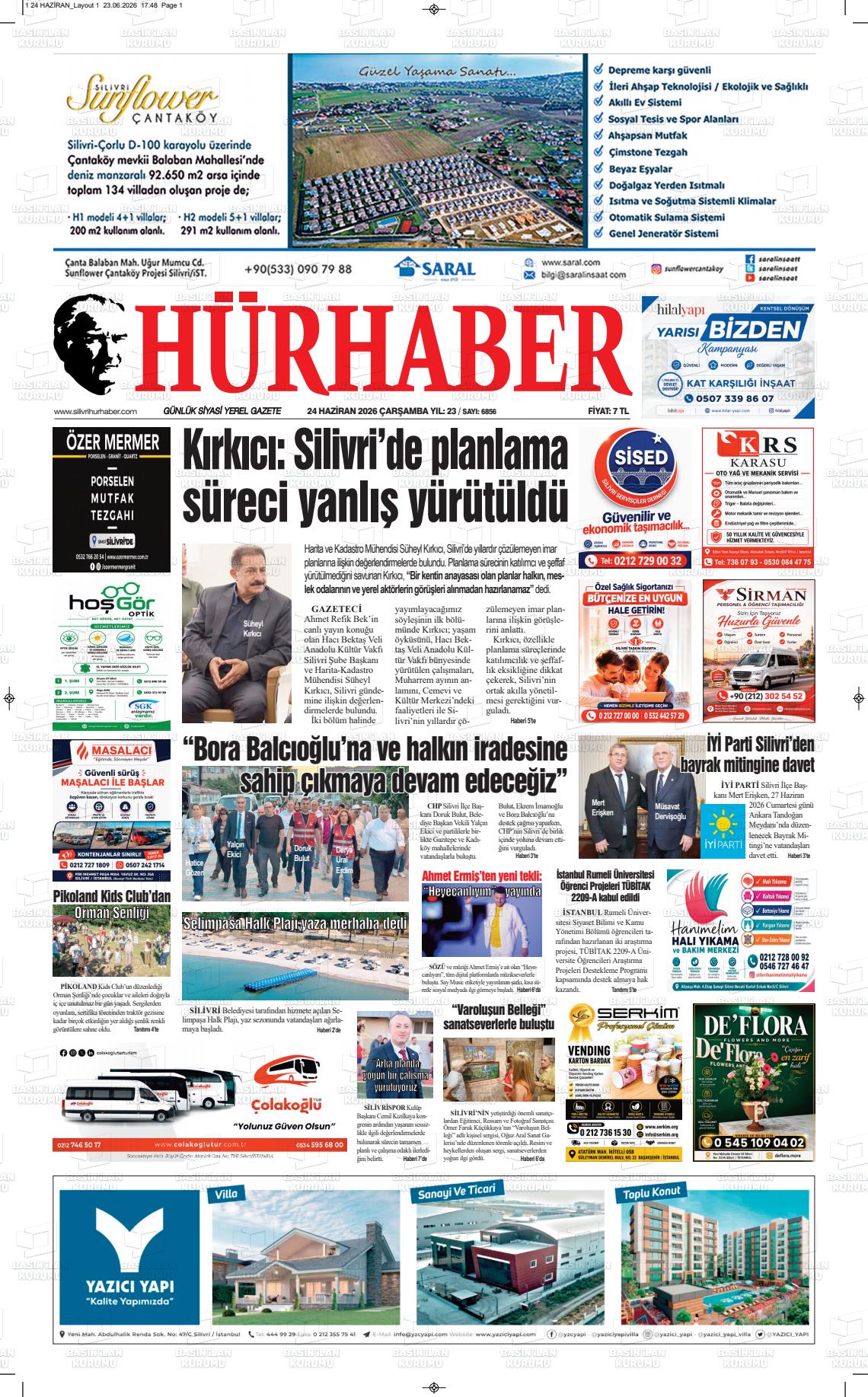 Hür Haber Gazetesi 24.06.2026